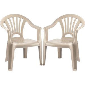 Kinderstoel - 2x stuks - kunststof - beige - 35 x 28 x 50 cm - tuin/camping/slaapkamer - Kinderstoelen