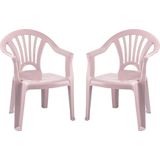Plasticforte Kinderstoel - 4x stuks - kunststof - roze - 35 x 28 x 50 cm - tuin/camping/slaapkamer