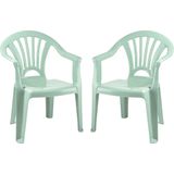 Kinderstoel - 2x stuks - kunststof - mintgroen - 35 x 28 x 50 cm - tuin/camping/slaapkamer - Kinderstoelen