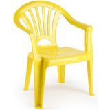 Forte Plastics Kinderstoelen 2x met tafeltje set - buiten/binnen - geel - kunststof - tuin meubels