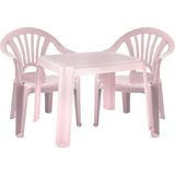 Kinderstoelen 2x met tafeltje set - buiten/binnen - roze - kunststof - Kinderstoelen