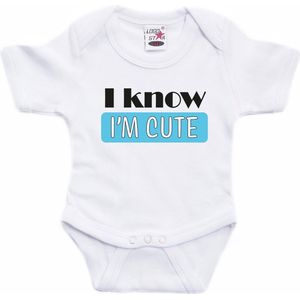 Bellatio Decorations - Rompertje - Wit - Baby - I Know Im Cute