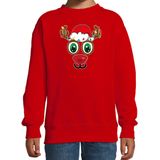 Bellatio Decorations - Kersttrui - Rood - Rudolf Gezicht - Kinderen