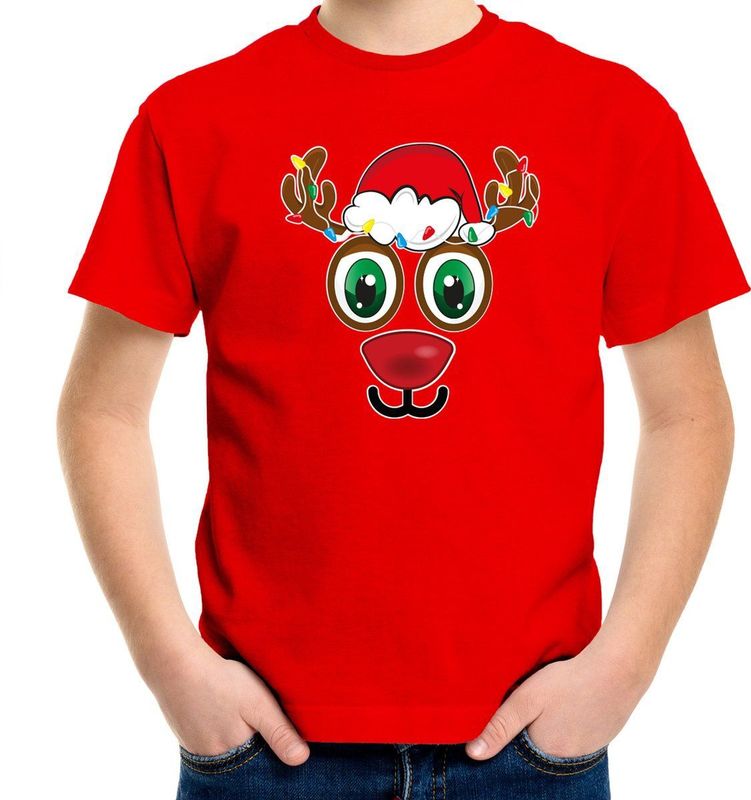 Bellatio Decorations - Kerst T-shirt - Rood - 100% Katoen