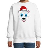 Bellatio Decorations - Kersttrui - Wit - IJsbeer Gezicht - Merry Christmas