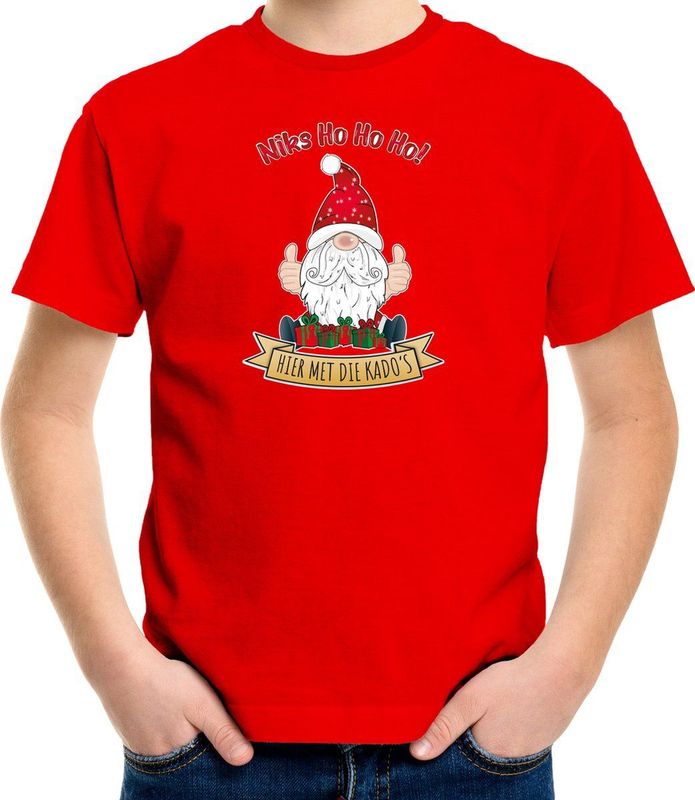 Bellatio Decorations - Kerst T-shirt - Rood - 100% Katoen