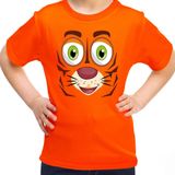 Bellatio Decorations - Dieren Verkleed T-shirt - Oranje - Tijger Gezicht - Kinderen