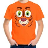Bellatio Decorations - Dieren Verkleed T-shirt - Oranje - Tijger Gezicht - Kinderen