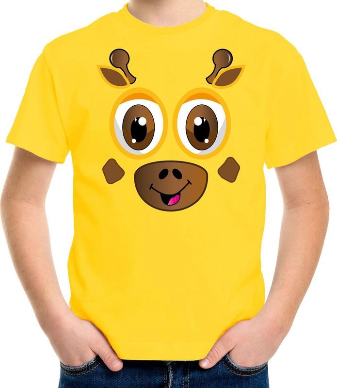 Bellatio Decorations dieren verkleed t-shirt kinderen - giraf gezicht - carnavalskleding - gee4 110