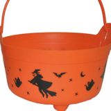 Funny Fashion Heksenketel/kookpot - oranje - kunststof - dia 24 cm - Halloween versiering/smoepemmer