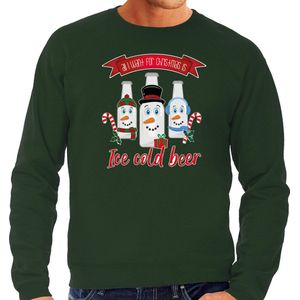 Bellatio Decorations foute kersttrui/sweater heren - IJskoud bier - groen - Christmas beer XL