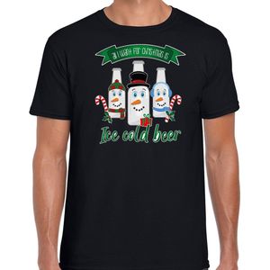 Bellatio Decorations fout kersttrui t-shirt heren - IJskoud bier - zwart - Christmas beer