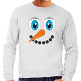 Bellatio Decorations - Foute Kersttrui - Lichtgrijs - Sneeuwpop Gezicht