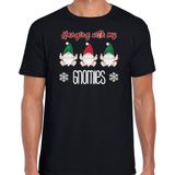 Bellatio Decorations fout kersttrui t-shirt heren - Kerst kabouter gnoom - zwart - Gnomies