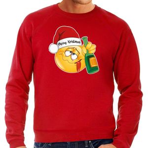 Foute Kersttrui/sweater voor heren - Dronken - rood - Merry Kristmus - kerst truien