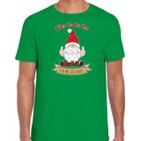 Bellatio Decorations fout kersttrui t-shirt heren - Kado Gnoom - groen - Kerst kabouter