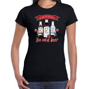 Bellatio Decorations fout kersttrui t-shirt dames - IJskoud bier - zwart - Christmas beer