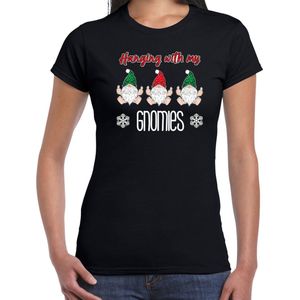 Bellatio Decorations fout kersttrui t-shirt dames - Kerst kabouter gnoom - zwart - Gnomies