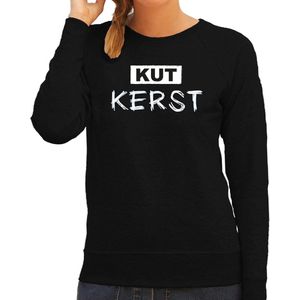 Bellatio Decorations foute kersttrui/sweater dames - Kut Kerst - zwart/wit - Kerstborrel XS