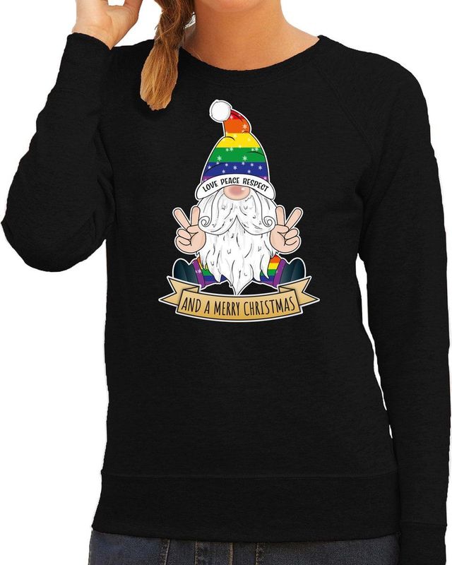 Bellatio Decorations - Pride Gnoom - Foute Kersttrui - Zwart - Dames