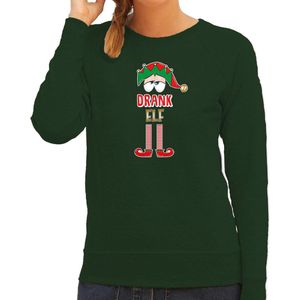 Bellatio Decorations foute kersttrui/sweater dames - Drank Elf - groen - Kerst elfje M