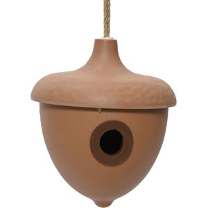 Decoris Vogelhuisje - bamboe hout - bruin - D17 x H19 cm - nestkastje