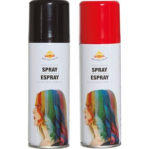 Fiesta Guirca Carnaval verkleed haar verf/spray - zwart en rood - spuitbus - 125 ml