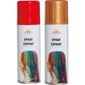 Fiesta Guirca Carnaval verkleed haar verf/spray - rood en goud - spuitbus - 125 ml