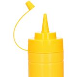 Doseerfles/sausfles - set 2x - rood/geel - met schenktuit - 500 ml - 23 cm