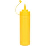 Doseerfles/sausfles - set 2x - rood/geel - met schenktuit - 500 ml - 23 cm