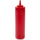 Doseerfles/sausfles - set 2x - rood/geel - met schenktuit - 500 ml - 23 cm