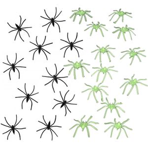 Nep spinnen/spinnetjes 4 cm - set 48x - zwart/glow in the dark - Horror/halloween thema decoratie
