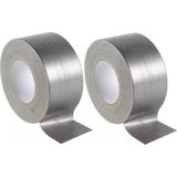 Veba Duct tape/reparatietape - 2x - zilver - 50 meter x 48 mm - textielbasis - universele allestape