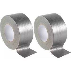 Veba Duct tape/reparatietape - 2x - zilver - 50 meter x 48 mm - textielbasis - universele allestape