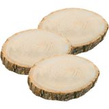 Chaks Decoratie boomschijf met schors - 3x - hout - D30 x H2 cm - rond - Onderborden/kaarsenplateaus