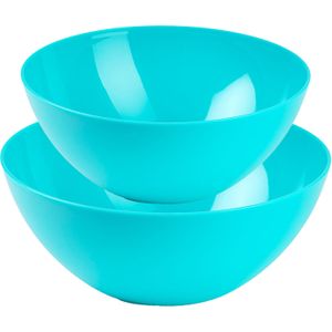 Plasticforte voedsel serveer schalen set - 4x stuks - blauw - kunststof - Dia 23 en 20 cm