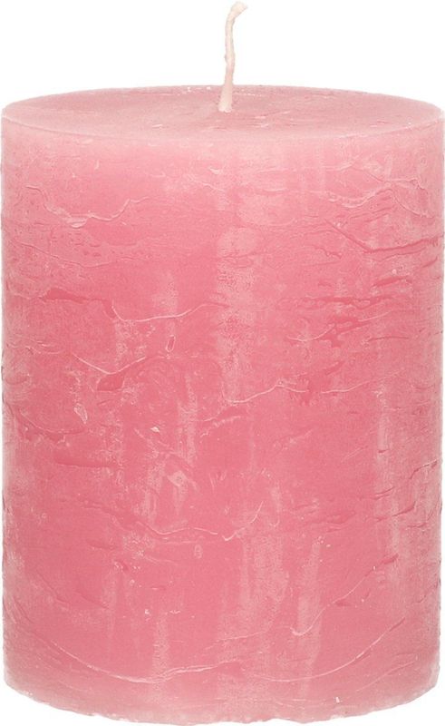 Stompkaars/cilinderkaars - oud roze - 7 x 9 cm - middel rustiek model