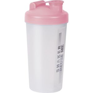 Juypal Shakebeker/Shaker/Bidon - 700 ml - transparant/roze - kunststof