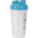 Shakebeker/shaker/bidon - 700 ml - transparant/blauw - kunststof - Shakebekers