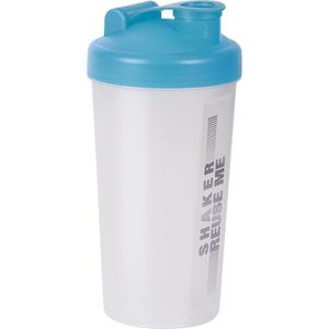 Shakebeker/shaker/bidon - 700 ml - transparant/blauw - kunststof - Shakebekers