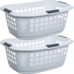 5Five Wasmand extra groot - 2x - wit - kunststof - 51 liter - 67 x 47 x 27 cm