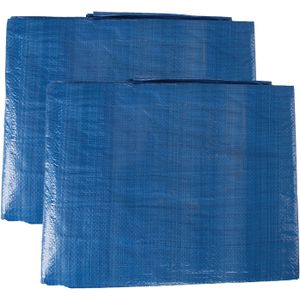 Afdekzeil/dekzeil - 2x - blauw - waterdicht - kunststof 65 gr/m2 - 180 x 240 cm - Afdekzeilen