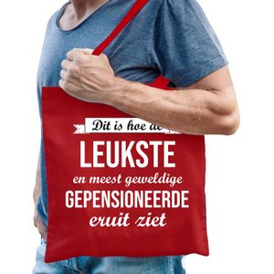 Bellatio Decorations pensioen cadeau tas - Leukste Gepensioneerde - rood - VUT - tote bag/shopper