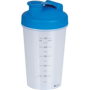 Juypal Shakebeker/shaker/bidon - 600 ml - blauw - kunststof