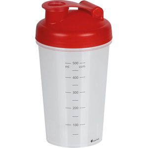 Juypal Shakebeker/shaker/bidon - 600 ml - rood - kunststof