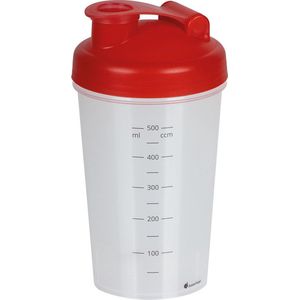 Shakebeker/shaker/bidon - 600 ml - rood - kunststof