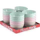 Plasticforte kommetjes/schaaltjes - dessert/ontbijt - kunststof - D14 x H6 cm - roze - BPA vrij