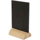 Chaks Mini krijtbordjes/schrijfbordjes - 4x - op houten voet - zwart - 8 cm