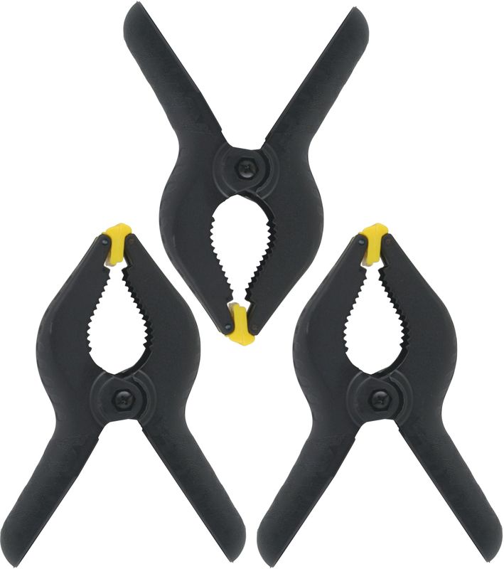 Benson Zeilklemmen/veerklemmen - 3x - kunststof - 15 cm - lijmklemmen met gekartelde kaken