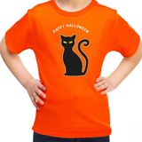 Bellatio Decorations - Halloween Verkleed T-shirt - Oranje - Kinderen - Zwarte Kat